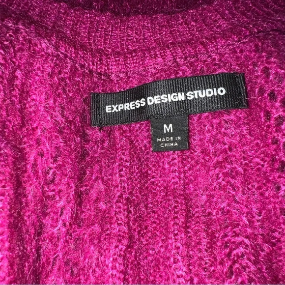 Express design studio,M, mohair wool blend open cable knit short puff sleeves - Picture 8 of 10
